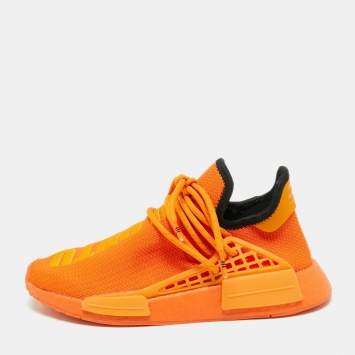 Pre Owned Pharrell Williams x adidas Orange Knit Fabric NMD Hu Sneakers Size 38