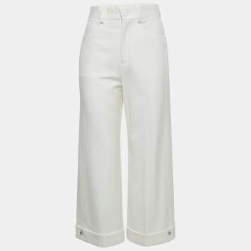 Pre Owned Aeron Cream Crossgrain Wide Cuff Jeera Pants XS