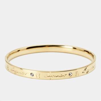مملوكة مسبقًا Aigner Crystal Gold Plated Bangle Bracelet