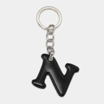Pre Owned Aigner Alphabet Key Chain Black Leather