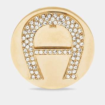 Pre Owned Aigner Crystals Gold Tone Brooch