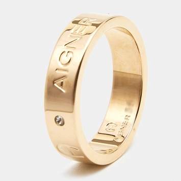 Pre Owned Aigner Crystals Gold Tone Ring Size 55