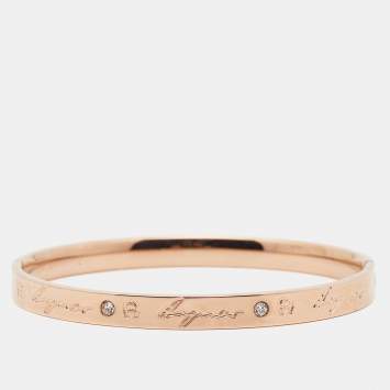 Pre Owned Aigner Rose Gold Plated Crystal Bangle Bracelet