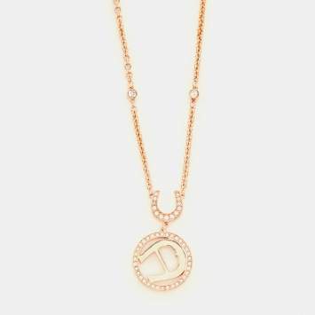 Pre Owned Aigner Olivia Rose Gold Plated A Logo Pendant Necklace