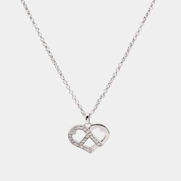 Pre Owned Aigner Crystal Silver Tone Necklace 