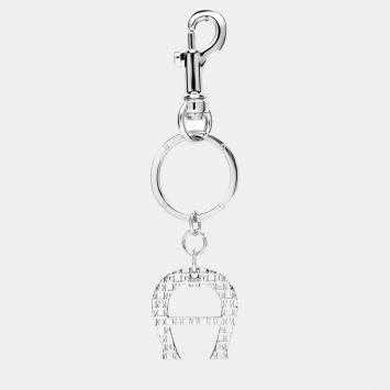 Pre Owned Aigner Silver shiny silver Metal Basics Keyring with Dadino Logo Silver Coloured