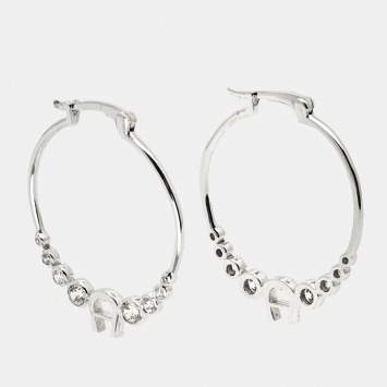 Pre Owned Aigner Crystals Silver Tone Earrings