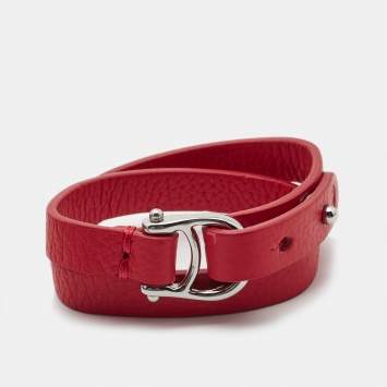 مملوكة مسبقًا Aigner Leather Silver Tone Bracelet