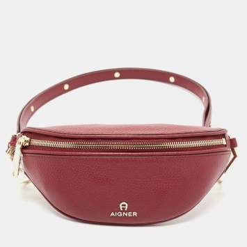 Pre Owned Aigner Burgundy Leather Small Serena Belt Bag