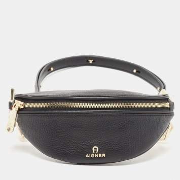 Pre Owned Aigner Black Leather Small Serena Belt Bag
