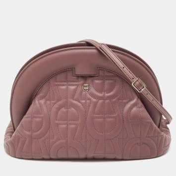 Pre Owned Aigner Purple Leather Medium Logo Pochette