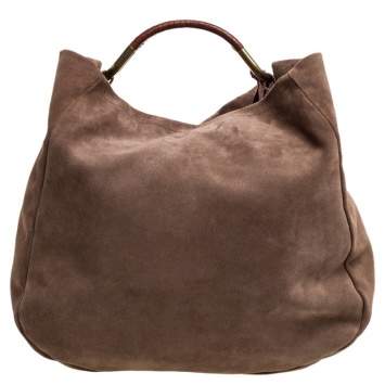 Pre Owned Aigner Light Brown Suede Moda Hobo