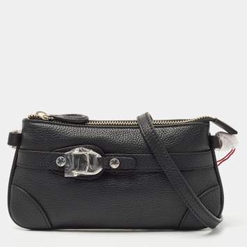 Pre Owned Aigner Black Leather Buckle Baguette Bag
