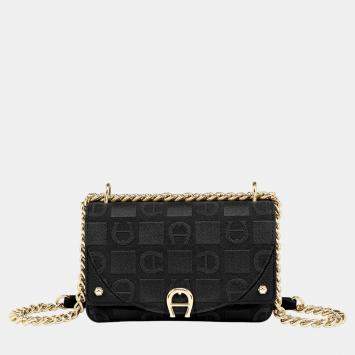 Pre Owned Aigner Black shiny light gold Metal Griffata Mini Bag Black