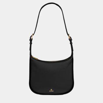 Pre Owned Aigner Black shiny light gold Metal Ivy Hobo Bag Black