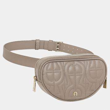 Pre Owned Aigner Taupe shiny light gold Metal Diadora Taupe Belt Bag S