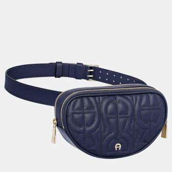Pre Owned Aigner Deep blue shiny light gold Metal Diadora Deep blue Belt Bag S
