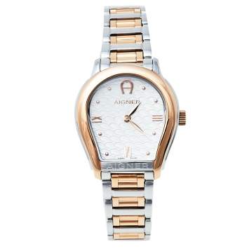 Pre Owned Aigner Silver Two-Tone Stainless Steel Vicenza A111200 Women's Wristwatch 30 mm