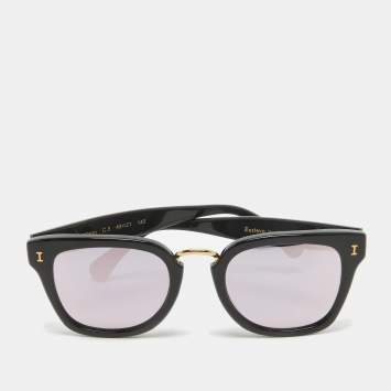 Pre Owned Illesteva Positano Black/Rose Gold Mirrored Frame Wayfarer Sunglasses