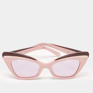 Pre Owned Karen Walker Pink /Purple Mirror Babou Cat Eye Sunglasses