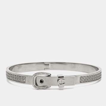 Aigner Logo Crystals Silver Tone Bracelet