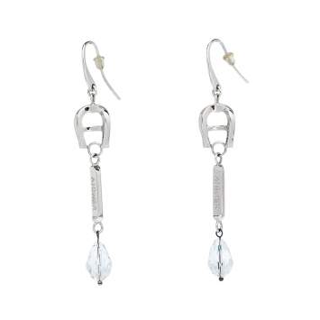 مملوكة مسبقًا Aigner Silver Tone Crystal Linear Drop Earrings