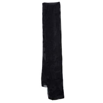 Pre Owned Aigner Black Fil Coupe Logo Pattern Sheer Silk Stole