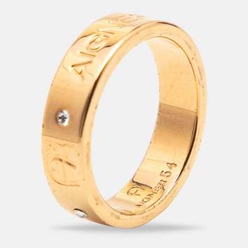 Pre Owned Aigner Gold Tone Crystal Embellished Band Ring Size EU 54