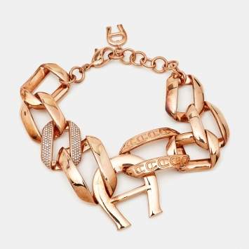 Pre Owned Aigner Rose Gold Plated Crystal Pisa Bracelet