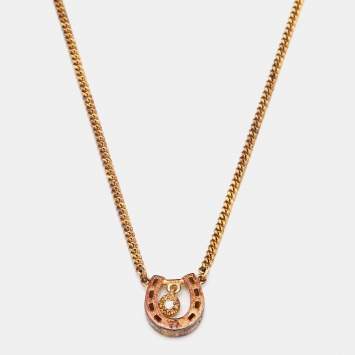 Pre Owned Aigner Gold Tone Sterling Silver Horseshoe Pendant Necklace