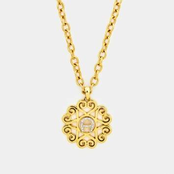 Pre Owned Aigner Crystal Gold Tone Necklace