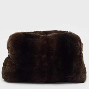 Pre Owned Aigner Choco Brown Rabbit Fur Laptop Sleeve