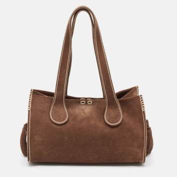 Pre Owned Aigner Brown Suede Tassel Tote