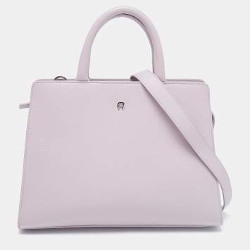 Pre Owned Aigner Light Lilac Leather Cybill Tote