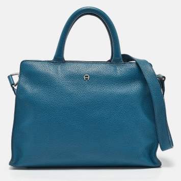 Aigner Blue Leather Cybill Tote