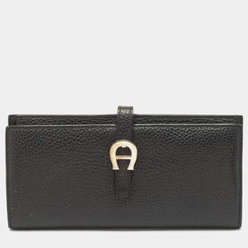 Aigner Black Leather Cybill Banknote Continental Wallet