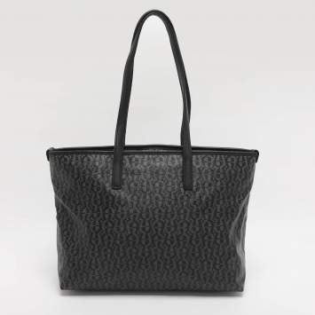 Pre Owned Aigner Black/Grey Signature Coated Canvas Shopper Tote