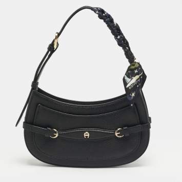 Pre Owned Aigner Cavallo Mini Black Leather Shoulder Bag