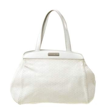 Pre Owned Aigner Off-white Leather Satchel
