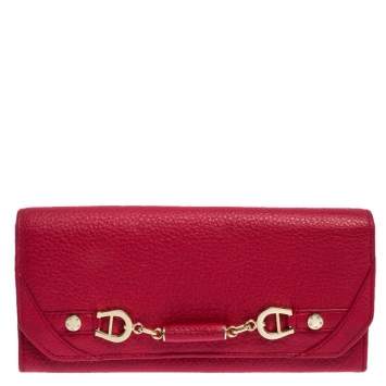 Pre Owned Aigner Red Leather Continental Wallet