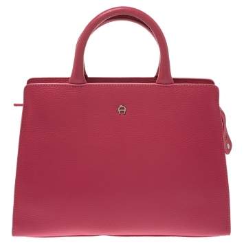 Pre Owned Aigner Pink Leather Cybill Tote