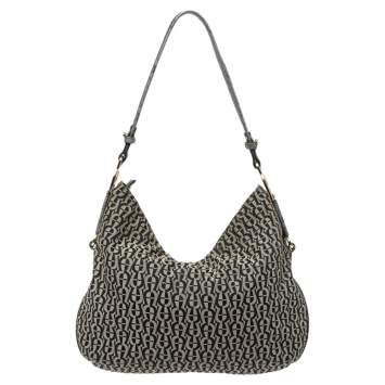 Pre Owned Aigner Grey/Black Signature Canvas and Leather Hobo