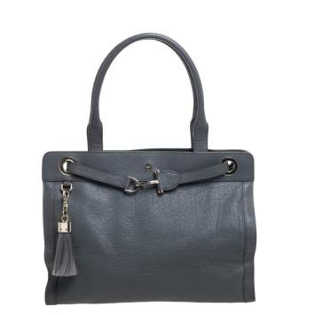 Pre Owned Aigner Grey Leather Cavallina Tote