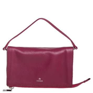 Pre Owned Aigner Fuchsia Leather Fold Over Clutch Bag