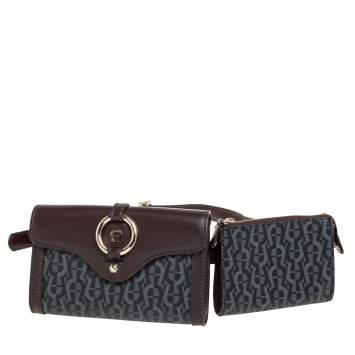 Pre Owned Aigner Brown/Black Signature Coated Canvas and Leather Fiorentina Belt Bag