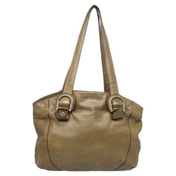 Pre Owned Aigner Green Leather Tote