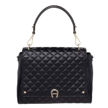 Pre Owned Aigner Black Leather Garda Top Handle Bag
