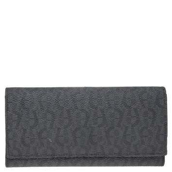 Pre Owned Aigner Grey Monogram Leather Wallet