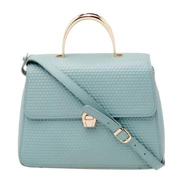 Pre Owned Aigner Mint Green Embossed Leather Genoveva Top Handle Bag