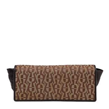 Pre Owned Aigner Beige/Brown Signature Canvas and Leather Flap Continental Wallet